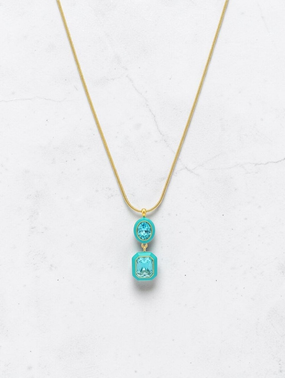 Nwt Monet Gold Necklace with Turquoise Blue Gem Pendant - Women Jewelry